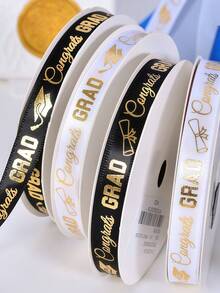29ft 2026 Graduation Ribbon, Black White Gold Foil Graduation Party Decor Ribbon, Gift Wrapping Ribbon, Congratulations Party Decor, DIY Wreath Making - Multicolor - View 6
