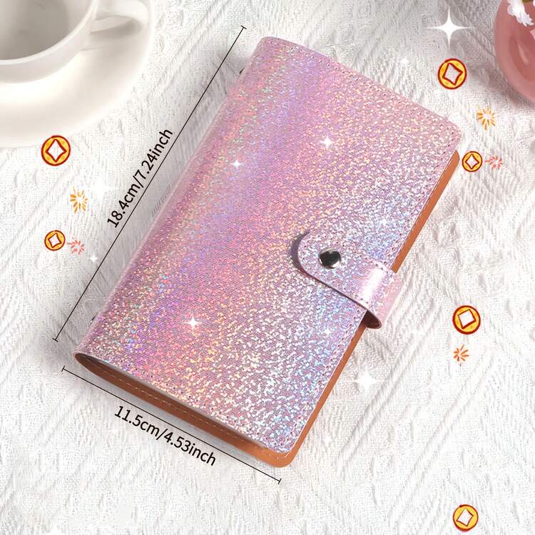 1本A6大容量收纳册 | 储蓄册，采用优质PU皮革制成，内含50页，可容纳100张纸币，适合存放纸币图片、邮票和银行卡 | 纪念钞收藏册 | 卡包零钱包，防水防污，色彩鲜艳，搭扣设计 - 彩色 - 查看 3