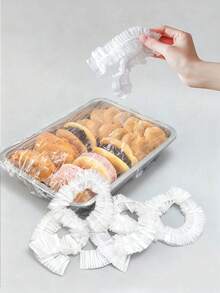 10/50/100片装食品保鲜膜，食品托盘密封膜盖，厨房食品盖，防尘食品盖，面包盖，塑料包装膜，PE保鲜膜袋，厨房收纳，家用塑料包装 - 彩色 - 查看 4