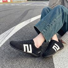 2026 Spring/Summer Unisex Formula Racing Casual Suede Sneakers, Round Toe Lace-Up Flat Soft Sole Retro Thin Vulcanized Shoes, Black - Black - View 4