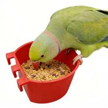 2个仓鼠喂食碗，小型宠物食品容器，鹦鹉笼悬挂式食碗，红色 - 查看 6