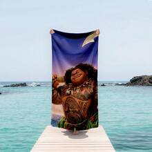 1pc Moana Maui Tattoo Printed Bath Towel, Blue & Brown Contrast Quick-Dry Beach Towel, ,Home Bathroom Absorbent Wrap Towel,Super Soft And Absorbent, Cool Summer Towel, Suitable For Holiday Birthday Gifts, Home And Travel - Nhiều màu - Xem 3