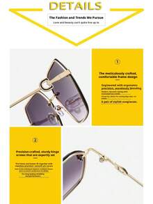 2026 New Model UV-Protective Gradient Sunglasses For Women With Large Faces, Frameless Sun Glasses With A High-End Feel - 灰茶片 - 查看 9