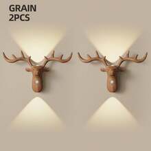 Wireless LED Motion Sensor Wall Light - Deer Head Indoor Motion Sensor Wall Lamp, USB Rechargeable 1200mAh Sensor Night Light, Suitable For Office/Bedroom/Staircase, Christmas/Halloween Room Decor - Multicolor - View 2