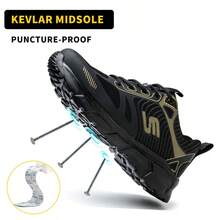 Ding gu Men's Steel Toe Anti-Puncture Breathable Lightweight Indestructible Safety Shoes Work Shoes Fashion Men Sport Steel Toe Puncture Resistant Work Safety Shoes With Steel Toe Cap - Black (anti smashing and anti piercing) - View 7