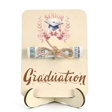 1 pieza Soporte de madera con forma de birrete de graduación de color rosa, para regalo de graduación, sobre para dinero, decoración de fiesta de graduación, regalo de graduación para hija, amiga, Clase de 2026, tarjeta de dinero para graduación con cordel, decoraciones de graduación para mesa - Temporada de graduación - Ver 13
