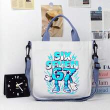 Foldable Reusable Grocery Shopping Bag, Polyester Material, Suitable For Travel And Commuting, Washable, Casual Style, Daily Carry, Joke Design, Sturdy Handle Structure, Small Canvas Bag, Small Pouch, Women Handbag, Student Bag - Multicolor - View 9