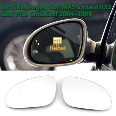 适用于高尔夫5 MK5 GTI Variant R32 Plus CrossGolf MK5 2004-2009 的左右翼镜玻璃加热驾驶员侧和乘客侧替换件