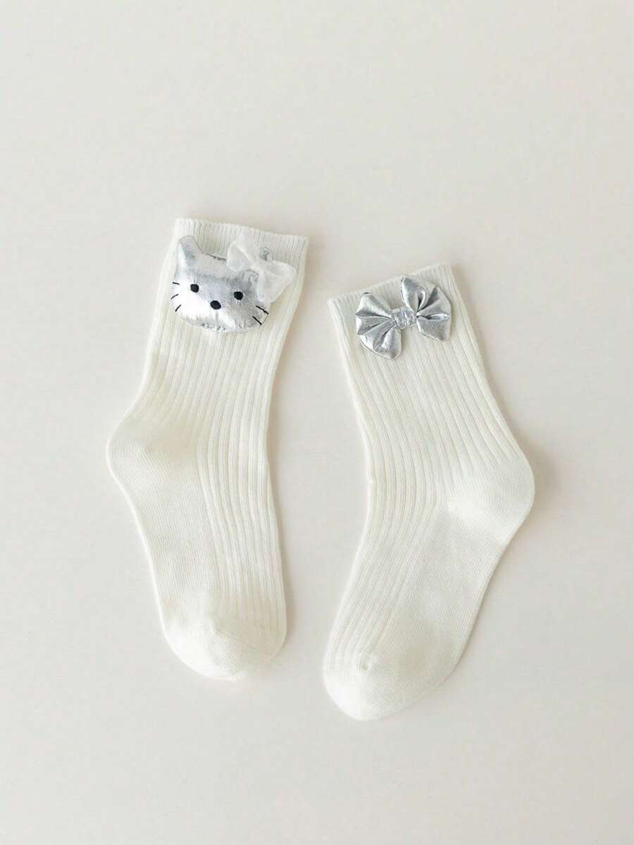 1/5双 3D立体花朵荷叶边公主女婴袜子 - 彩色 - 查看 1