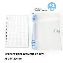 A5透明活页笔记本封面，120页，简约设计，可拆卸螺旋装订，防水，笔记本配件 - 淺藍色 - 查看 9