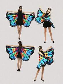 Costume da Ognissanti a mantella a farfalla - Sciarpa/scialle a farfalla in seta morbida, accessorio per spettacoli e cosplay, disponibile in più colori, accessorio per feste e articolo essenziale per le vacanze, regalo perfetto per amiche - Multicolore - Visualizzare 3