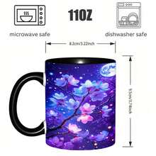 1PC, Glowing Cherry Blossoms, 11 Oz Color Ceramic Mug, Dreamy Art Print Pattern, Suitable For Home, Office, Garden, Teachers' Day , Nurse Day, Mother' Day, 250th Anniversary, Tumbler,Local Warehouse, Gifts For Men And Women, Friends. - Màu xanh lam - Xem 3