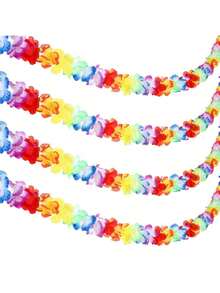 3 piezas Banderín de flores hawaianas, guirnalda para fiesta de verano, decoraciones para fiesta hawaiana, accesorios para fotos, guirnalda de cinta de flores de colores, centro de mesa para fiesta - perfecto para fiestas de cumpleaños, eventos temáticos, decoración del hogar y porche, guirnaldas DIY, decoraciones de boda - Múltiples estilos - Ver 7