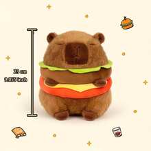 Capybara Hamburger Plush Stuffed Animal, Cute Capybara Plush Toy With Realistic Burger Design, Soft Fluffy Stuffed Doll For Kids Boys Girls, Perfect Birthday Present And Lovely Gift For Children - 無帽帽 23厘米 - 查看 7