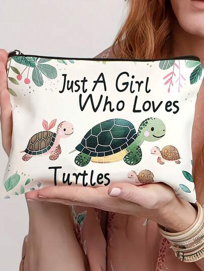 1pc Cute Sea Turtle Pattern Cosmetic Bag | Multifunctional Portable Toiletry Bag, Makeup Storage, Suitable For Travel, Vacation, Business, Gym, Camping And Outdoor Use, Mixed Colors, Unisex, Fragrance-Free