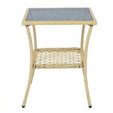 Rattan Balcony Furniture Set (3 Pieces), Rocking Chair With Beige Cushions, 160 Kg Weight Capacity - Beige - View 7