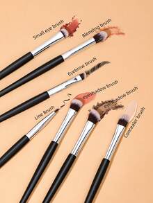 7pcs Soft Bristle Eye Makeup Brush Set, Including Eyeshadow Brush, Blending Brush, Concealer Brush, Smudge Brush, Highlighter Brush, Nose Contour Brush, Eyeliner Brush, Makeup Tools - Multicolor - View 3