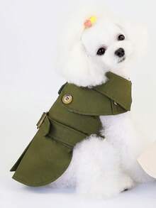 Chaqueta de estilo europeo y americano para mascotas, cortavientos para perros, ropa para mascotas, abrigo para perros, bata larga estilo británico, ropa para gatos, gabardina europea, atuendo para animales - Beis - Ver 10