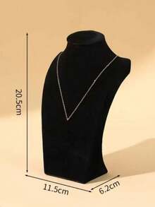 1pc Black Velvet Necklace Display Stand, Jewelry Necklace Holder Rack For Counter, Showcase, Jewelry Organization,Room Decor,Model Necklace Display Stand, Velvet Mannequin Neck Jewelry Pendant Hanger Rack, Window Showcase Jewelry Exhibition Props Back To School Jewelry Display Stand With Drawer Box For Earrings, Necklaces And Jewelry Storage, Featuring A Wooden Base, Desktop Storage Box And Multi-Functional Hanging Storage Rack,Mother's Day Gift. - 黑色 - 查看 7