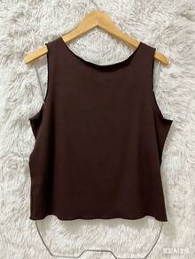 Cropped Sleeveless Vest - Óxido marrón - Ver 2