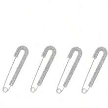 4/5/10pcs Rhinestone Brooches, Suitable For Women And Girls. Gold And Silver Dual-Color Pins, Brooches, Lapel Pins, Badges, Can Be Used To Decorate Sweaters, Dresses, Clothing, Hats And Accessories, Also As Office Accessories, Shirts, Jackets, Jewelry, Christmas, Halloween Costume Pins, Fun And Cute Teacher's Day Gifts, Clothing Accessories And Bag Charms. - Multicolor - View 6