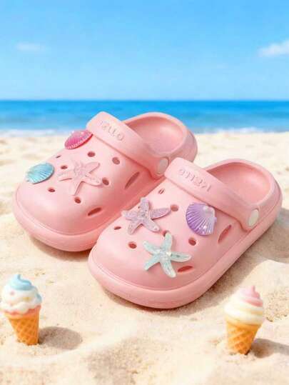 儿童可爱粉色珍珠花朵装饰凉鞋 - 时尚夏季女童室内/室外鞋 - 适合上学、聚会、日常休闲穿着和各种场合 - 简约轻便的闭趾凉鞋和休闲鞋