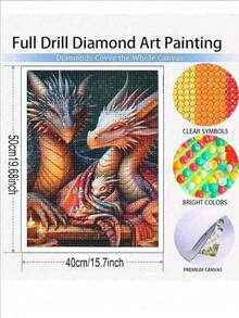 5D Diamond Painting Dragon Family Diamond Art Kits For Adults,Diamond Art Kits, Round Drill Diamond Painting, DIY Full Drill Diamond Dots Gem Art Adulte Craft Kits - round diamond - View 4