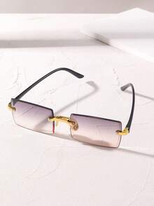 3 副新款无框方形渐变海洋主题时尚眼镜 - 网红街头风眼镜。 - 彩色 - 查看 6