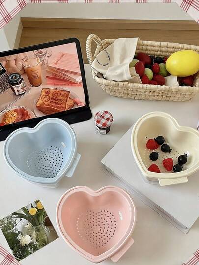 2pcs Kitchen Colander - Dual Layer Multifunctional Plastic Strainer, Suitable For Vegetables, Pasta, Fruits And Salads - Perfect For Barbecue And Outdoor Cooking