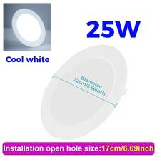 25W LED 天花板圓形嵌入式筒燈 超薄面板燈 220V 聚光燈 現代家居 臥室 客廳 浴室 走廊 車庫 店鋪 辦公室 裝飾 書房 教室 商場 120° 光束角 柔光 冷白色 5W/10W/15W/20W - LED Downlight-220V(120°Beam Angle) - 查看 14