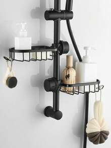 Giá đỡ vòi nước điều chỉnh được, không cần khoan, giá đựng đồ dùng vệ sinh nhà bếp/phòng tắm có móc, giá để đồ dưới bồn rửa có lỗ thoát nước và móc tích hợp. - Nhiều màu - Xem 4