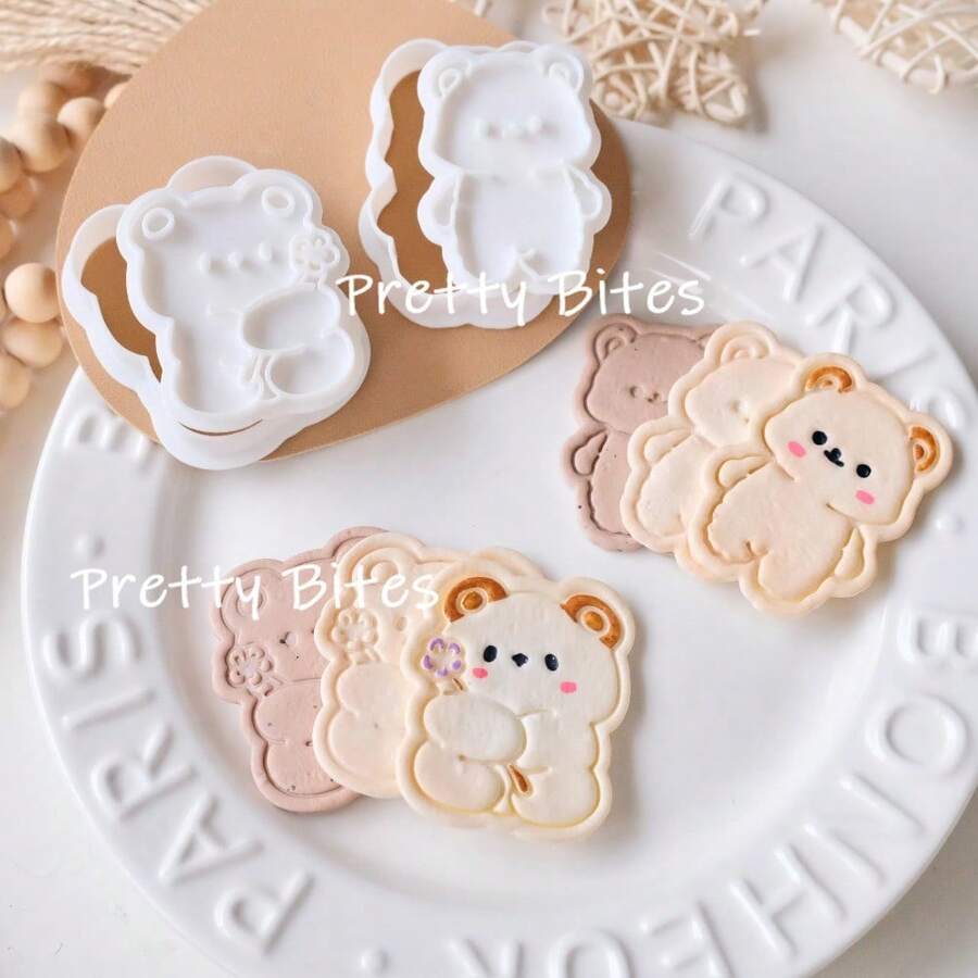 Cartoon Bear Cookie Molds Fondant Cutter Pastry Decoration Mold Kitchen DIY Baking Supplies - White - View 1