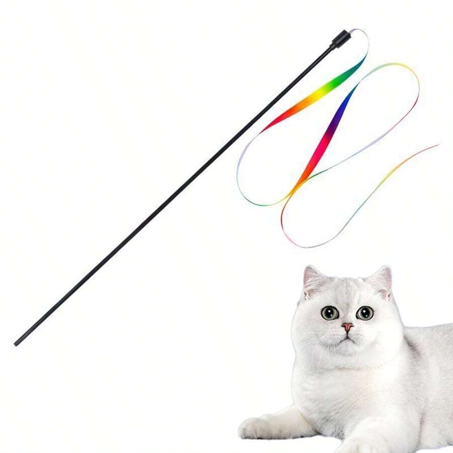 Cat Toys Teaser Wand With Feathers, High Tensile Steel Wire Cat Toys Wand - Multicolor - View 1