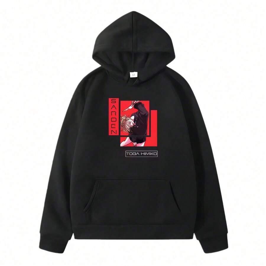 Anime Printed Winter Sweater Fashion Casual Sweatshirts Clothes Hoodie Sweatshirt Oversized New In Hoodies - 黑色 - 查看 1