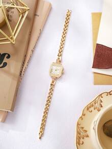 1pc Women's Fashion Casual Square Dial Quartz Wrist Watch, Elegant Elegant (Watch Box Not Included) - White - View 8
