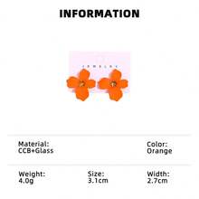 1对简约甜美可爱水钻花朵爱心耳环，多巴胺百搭耳环，适合女性全年日常佩戴 - 耳環 - 查看 15