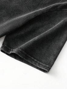 Hellstars Heaven Sound Graphic Retro Washed Print Round Neck Short Sleeve T-Shirt, 230g 100% Cotton T-Shirt, Summer Clothes, Women's Tops, Casual And Comfortable, Fashionable Graphic Tee, Unisex Style - Black - View 6