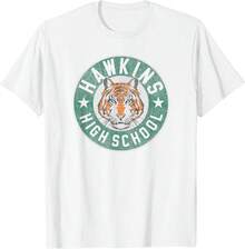 Summer Casual Cotton Women's-Shirt4 Hawkins High School Tiger Circle-Shirt,Unisex, Japanese Anime Merchandise-Shirts, Featuring Anime Character Designs And Movie/TV Show Prints, Easter, Easter Gifts, And K-,Mens Tshirts,St Patricks Day,Day Shirts,Gym Wear Men,Shirt Men,Oversized Shirt,Gym Tops,Topsm,Gym Wear Womentops Women - 白色 - 查看 8