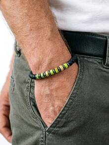 diffone 时尚手工6毫米天然帝王石手链，男士臂环饰品 - 帝皇石個性手鍊 - 查看 5