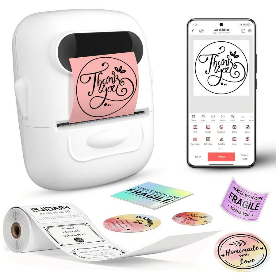 Marklife P50 Label Maker, Thermal Printer, Portable Wireless Bluetooth Printer. Suitable For Printing Name Tags, Product Labels, Clothing Tags And Address Labels. Suitable For Students, Families And Personal Use. Compatible With Android, Apple And Windows Systems. Suitable As A Mother's Day Gift.
