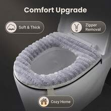 Toilet Seat Cover, Warm Toilet Cushion Suitable For All Seasons, Soft And Thick Bathroom Fabric, Washable And Comfortable, Reusable With Zipper Design - Multicolor - View 10