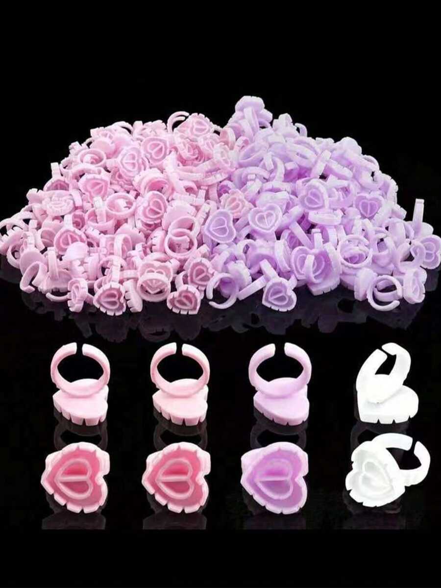 心形睫毛胶收纳盒 - 50/100/200/300/500/600/700支装睫毛胶收纳盒，睫毛嫁接用品，加厚扇形托盘 - 彩色 - 查看 1