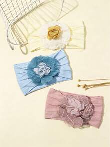 多巴胺时尚网纱花朵婴儿发带，柔软弹力婴儿发箍，精致发饰 - 彩色 - 查看 4