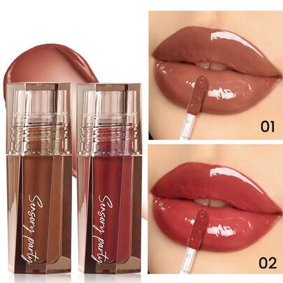 Pudaier 2 Packs Nourishing Hydrating Lip Gloss - Luxurious Glossy Shine, Long-Lasting Color - Essential Makeup Tool For Daily Wear & Special Occasions - Perfect Gift For Women