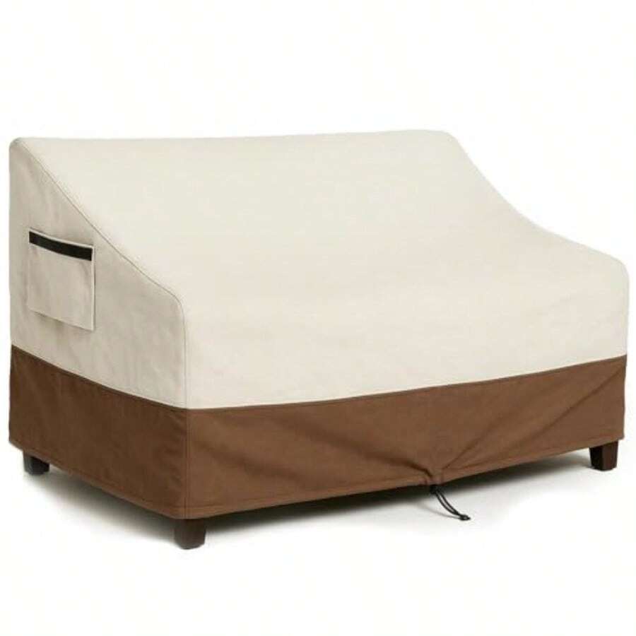Funda de sofá para exteriores impermeable para muebles de patio 78.7 pulgadas de ancho x 38.2 pulgadas de profundidad x 35 pulgadas de alto tela Oxford 600D de alta resistencia color blanco y - Beige y Coffea - Ver 1