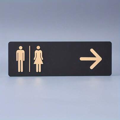 Unisex Restroom Sign With Icon & Arrow Direction - For Public, Commercial Or Home Bathroom, No Need To Paste, Easy To Install - Durable Toilet Signage, Bathroom Decor & Accessories, Minimalist Wall Identification, Made Of Lightweight Plastic, For Office Bathroom Use