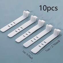5/10pcs Silicone Cable Ties, Anti-Lost/Earphone & Charger Cable Organizer, Suitable For Lightning/Type-C/E-Reader, Desktop Cable Management - White - View 11