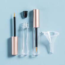 1/5/10pcs Rose Gold Refillable Containers, 5ml Transparent Eyeliner/Mascara Empty Bottles With Funnel, Portable Makeup Refill Jars - Mocha Brown - View 7