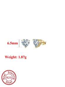 ORSA JEWELS 一对 100% 925 纯银 14K 金 0.5克拉/1克拉/2克拉/3克拉/4克拉 8A级心形立方氧化锆耳钉，浪漫珠宝礼物，男女皆宜，适合婚礼、派对、情人节、周年纪念日等场合，低过敏性，不褪色 - Heart Cut - 查看 11