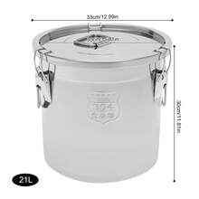 5.5Gal 304 Stainless Steel Airtight Canister With Lid And Locking Clamp, Rice Cereal Grain Canisters Container, Metal Rice Bucket For Kitchen,Dog Food, Bird Seed, Coffee, Cookies Storage(Silver-21L) - View 2